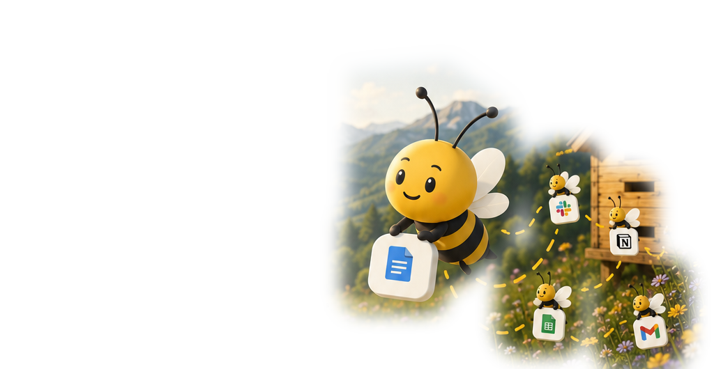 Mabee and helper bees carrying app connectors